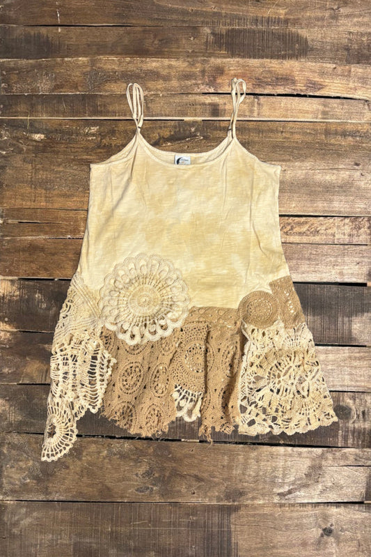 Jaded Gypsy Squared Away Tank - Tea Stain - O/S