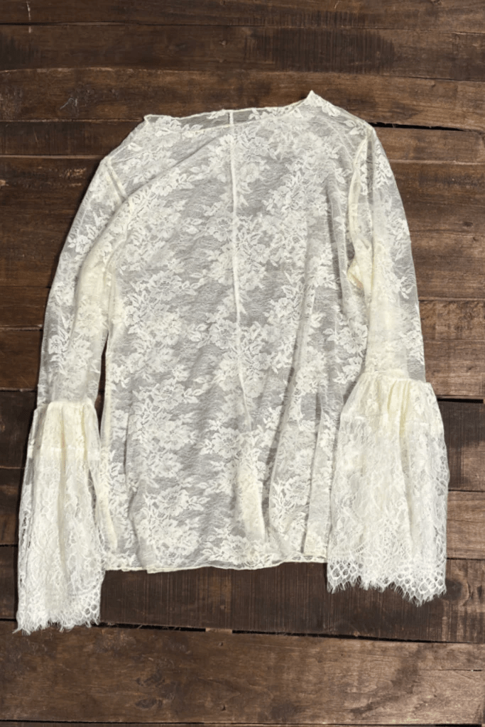 Jaded Gypsy Garden Tea Lace Top - Parchment