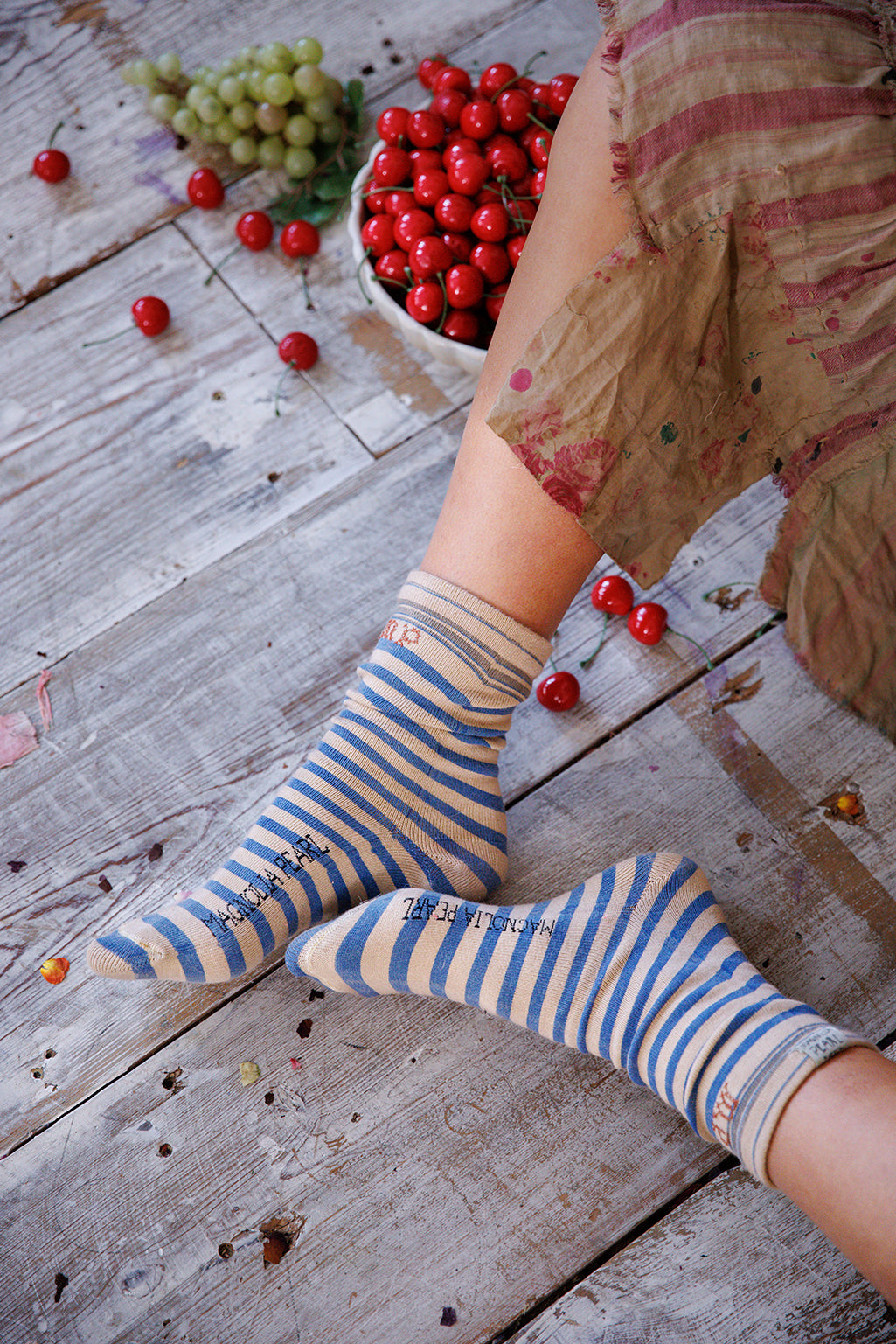 Magnolia Pearl French Stripe MP Socks 125 - Big Top Blue