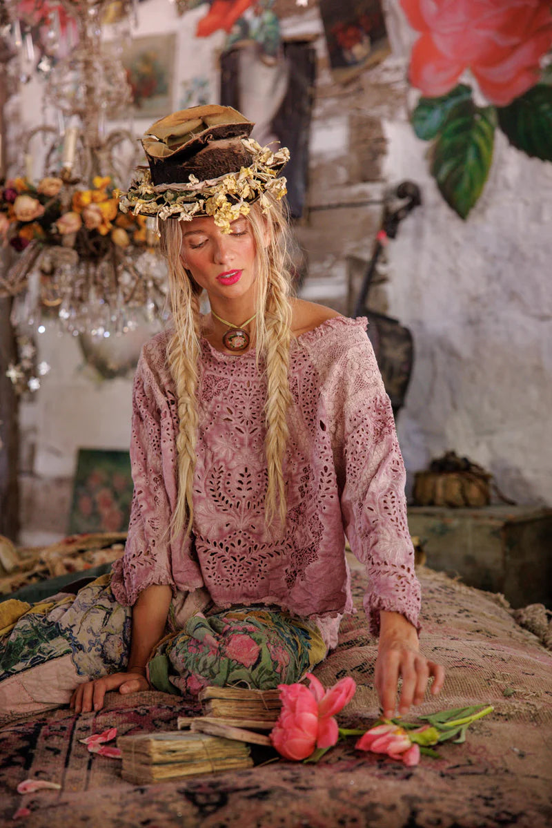 Magnolia Pearl Eyelet Adelise Blouse Top 2260 - Purple Boba