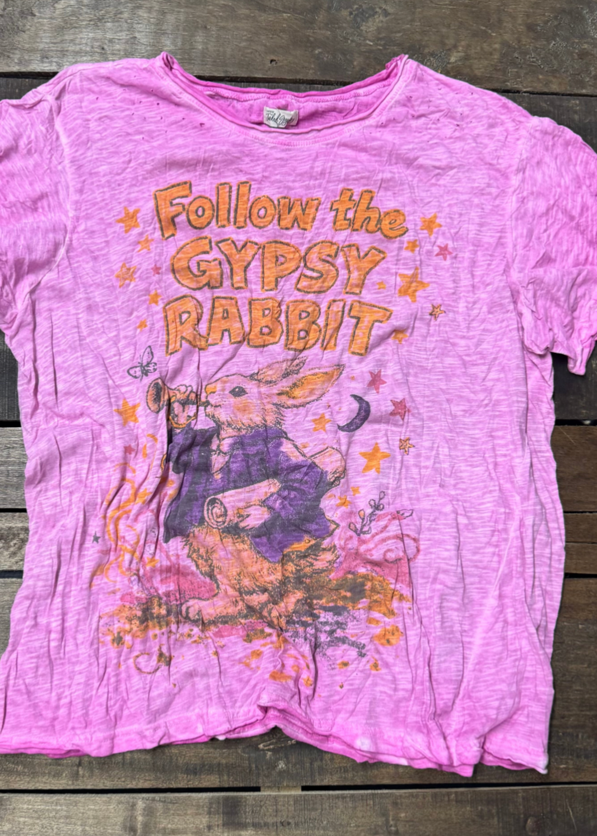 House of Jaded Gypsy Worn and Weathered Gypsy Rabbit Tee - One Size