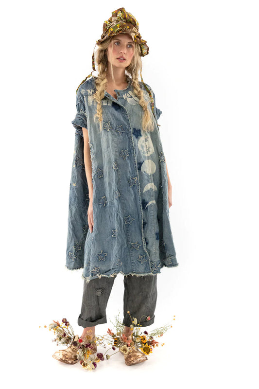 Denim Star Appliqué Kimi Coat - Washed Idigo