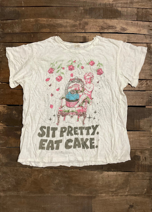 House of Jaded Gypsy Clothing Worn and Weathered Tee - Eat Cake