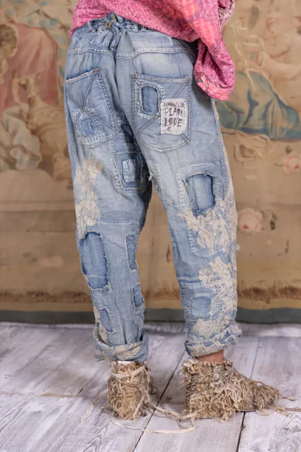 Lace Embroidered Miner Denims 520 - Washed Indigo