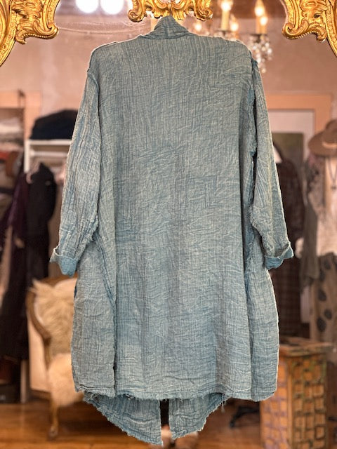 Krista Larson Double Cotton Gauze Billowy Coat - Washed Eucalyptus