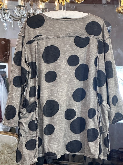 Krista Larson Tunic Long Sleeve Polka Dots printed Jersey - Pine